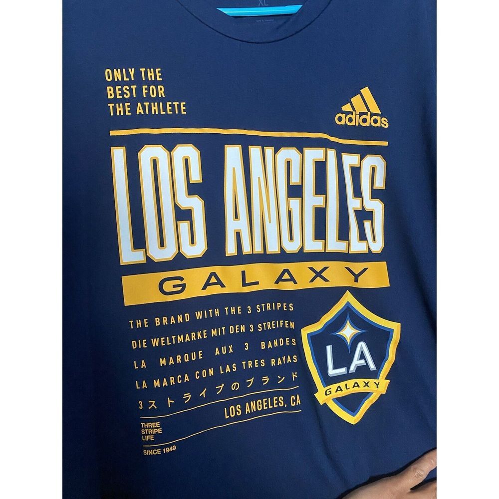 NWT adidas 2023 LA‎ Galaxy Pre-Game Tee - Navy-Team Gold, size: XL